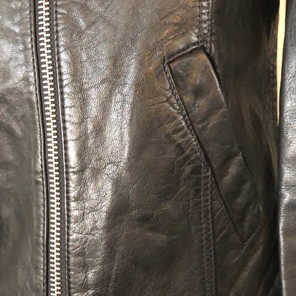 MADEWELL BLACK LEATHER MOTO ZIPPERS JACKET COLLARLESS SIZE XS - Picture 4 of 15